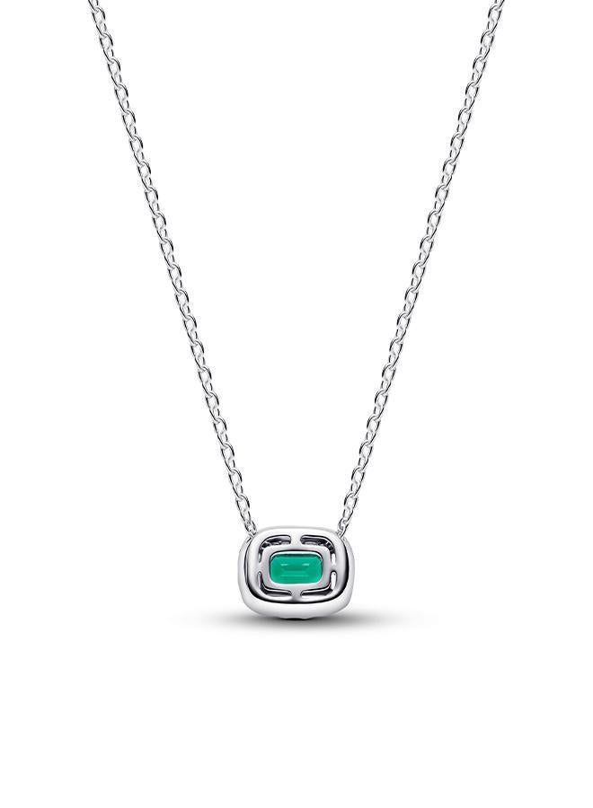 PANDORA Rectangular Sparkling Green Halo Pendant Necklace - Image 2